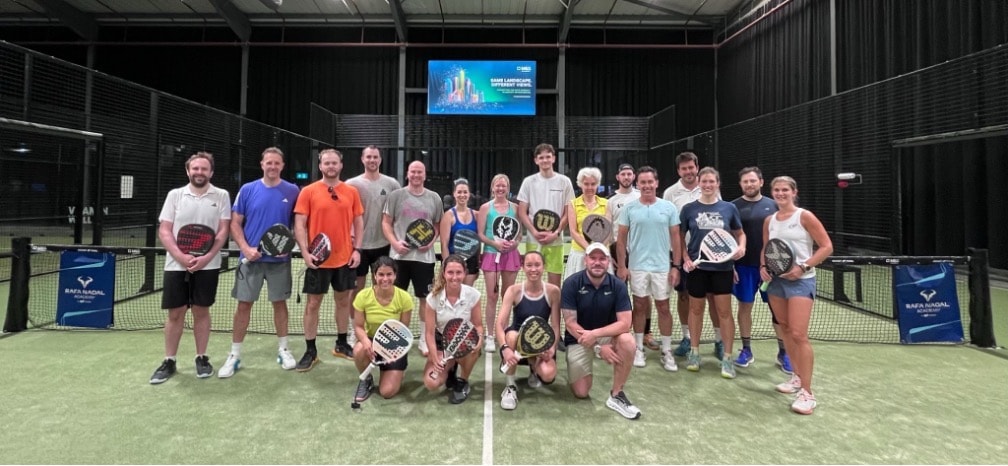 Padel community players at an indoor club